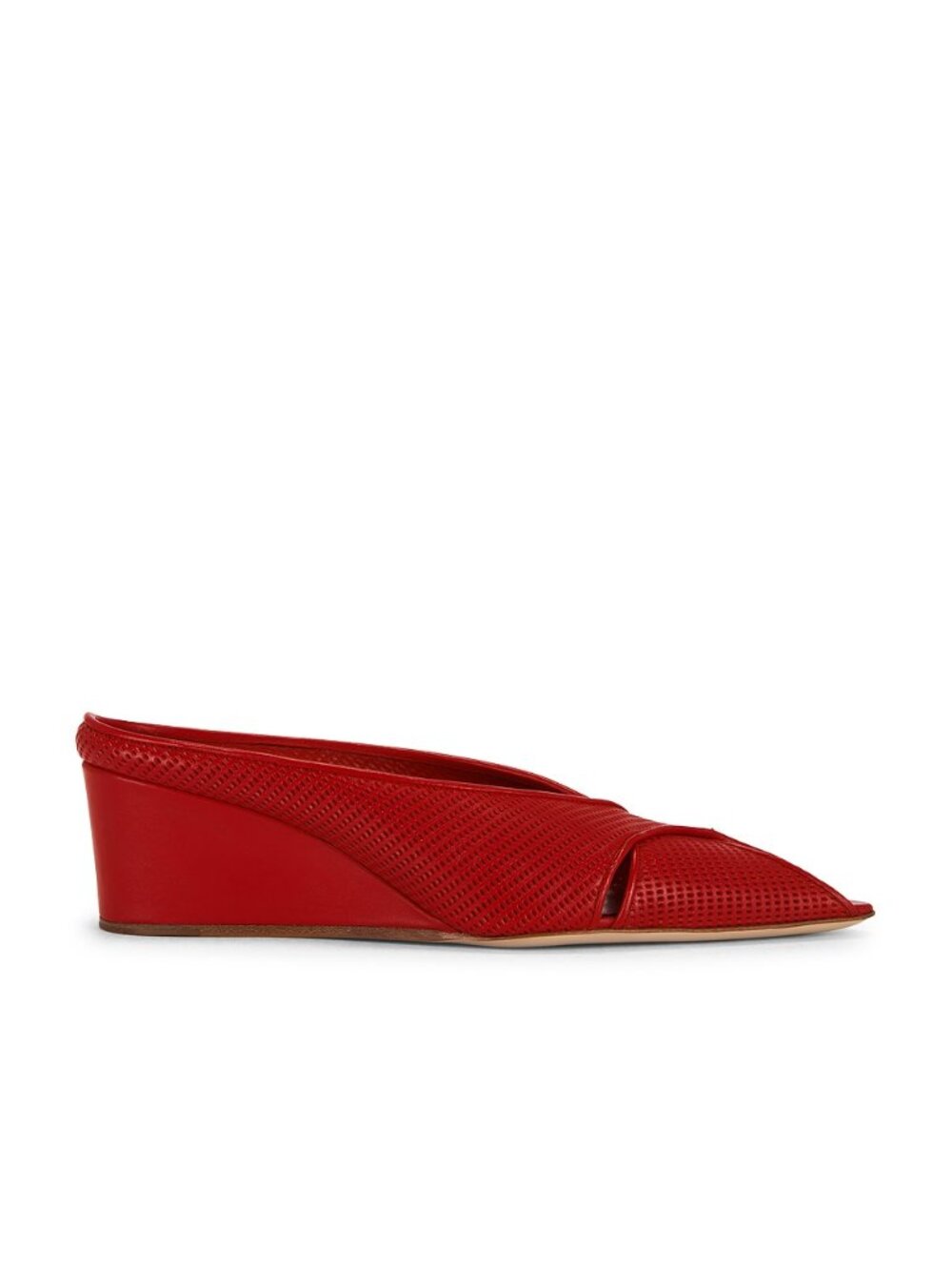 Lucasheva Angel Mule Pump in Red leather pointed toe wedge heel sandal - Picture 3 of 11